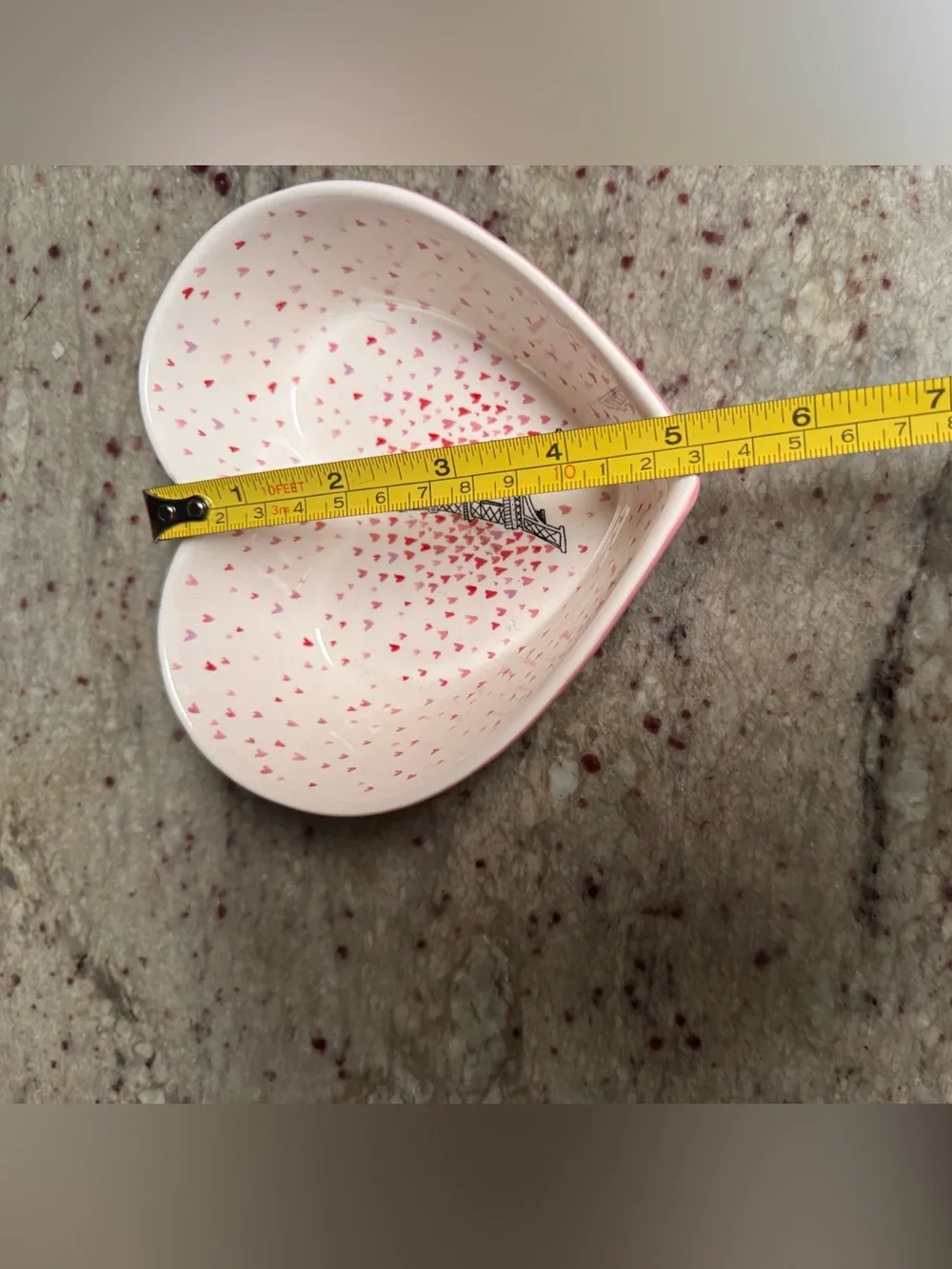 Sur La Table Pink Heart Eiffel Tower Ceramic Trinket Dish